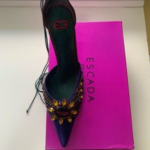Escada Purple Red Crystal Embellished Pump Heels